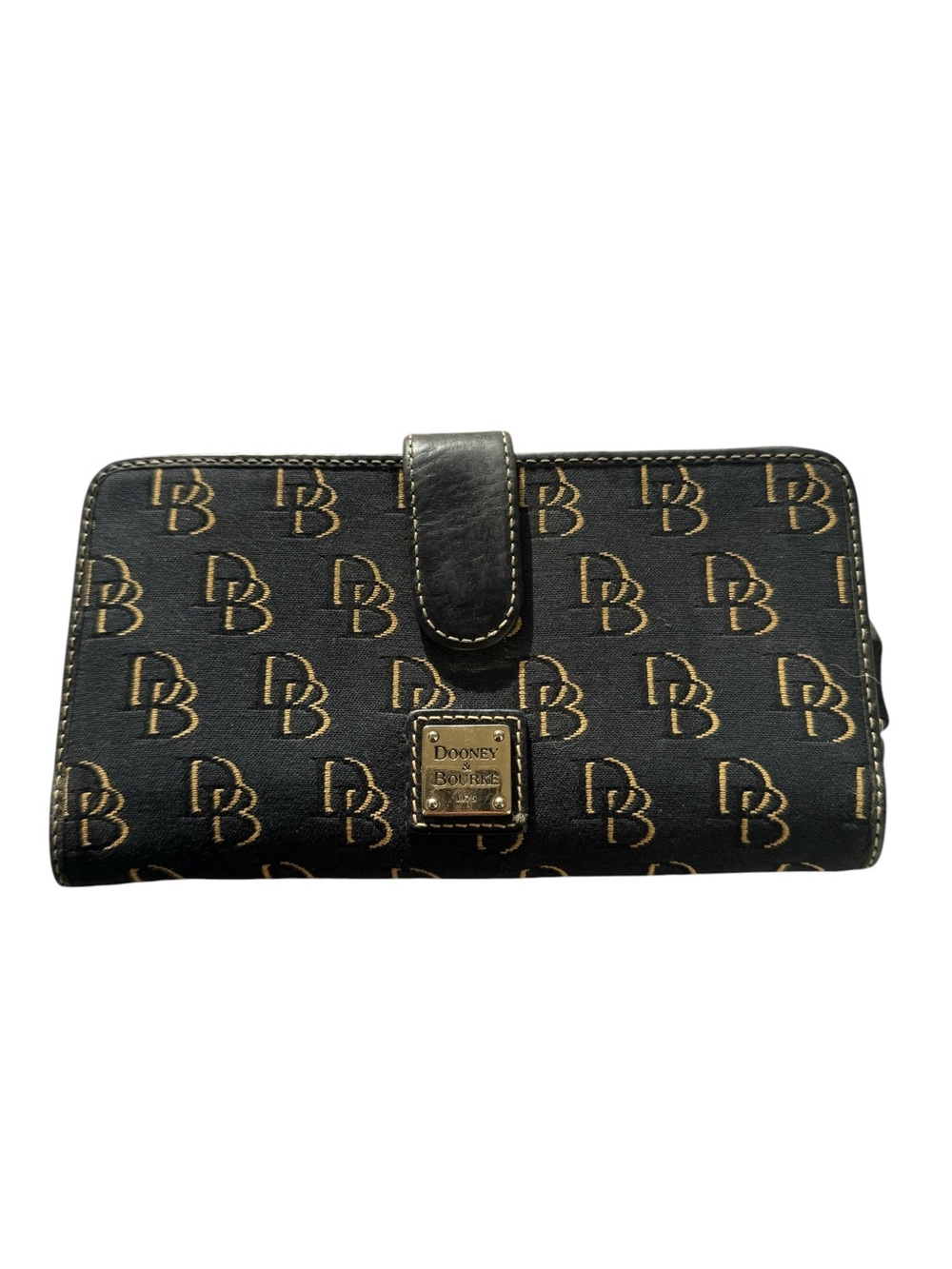 Vintage Dooney & Bourke Black Wallet with Gold Monogram